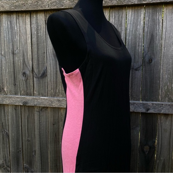 Vintage 90’s PASHA Racerback Neon Pink & Black Cover-Up Beach Sundress - Picture 4 of 6